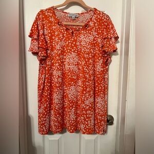 XL ladies top, Southern Lady, red and white floral